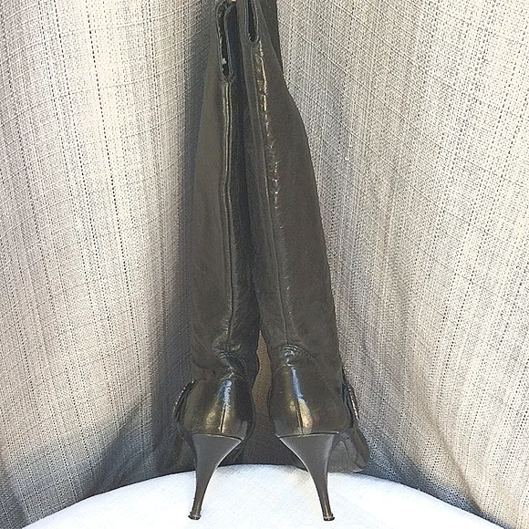 Vintage 90s Nine West Sexy Black Leather Boot - Picture 2 of 6